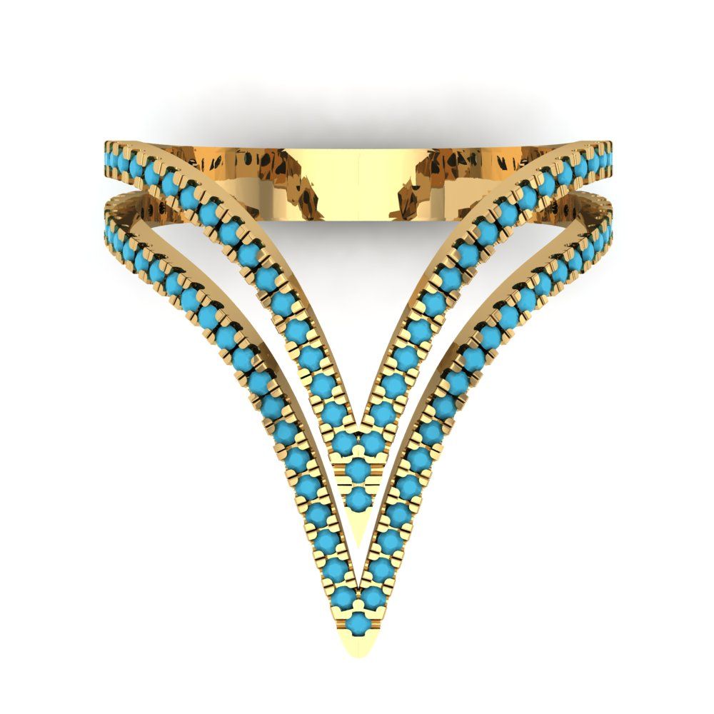 0.525 cttw Simulated Turquoise Statement Engagement Ring - Solid Gold (Round Cut,1.0mm)