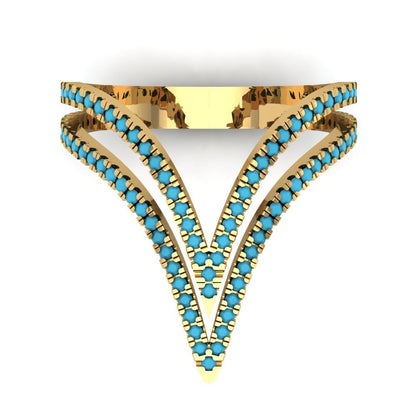 0.525 cttw Simulated Turquoise Statement Engagement Ring - Solid Gold (Round Cut,1.0mm)