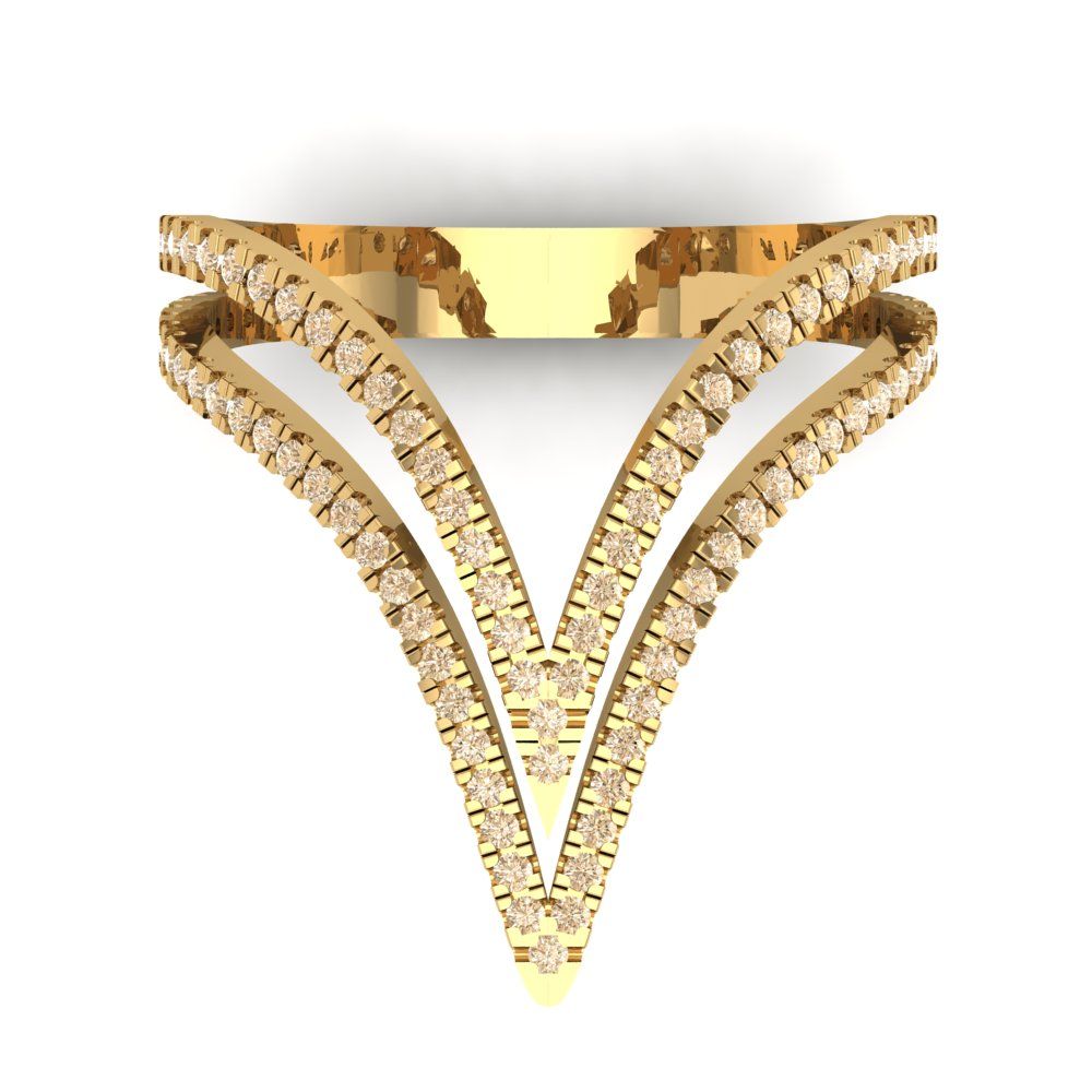 0.525 cttw Natural Morganite Statement Engagement Ring - Solid Yellow Gold (VVS1, Round Cut,1.0mm)