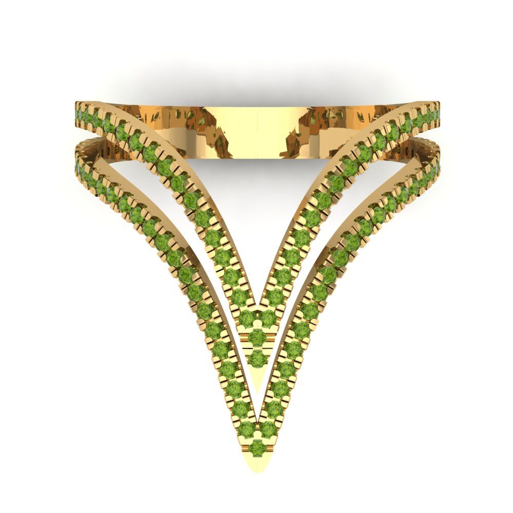 0.525 cttw Natural Peridot Statement Engagement Ring - Solid Gold (Round Cut,1.0mm)