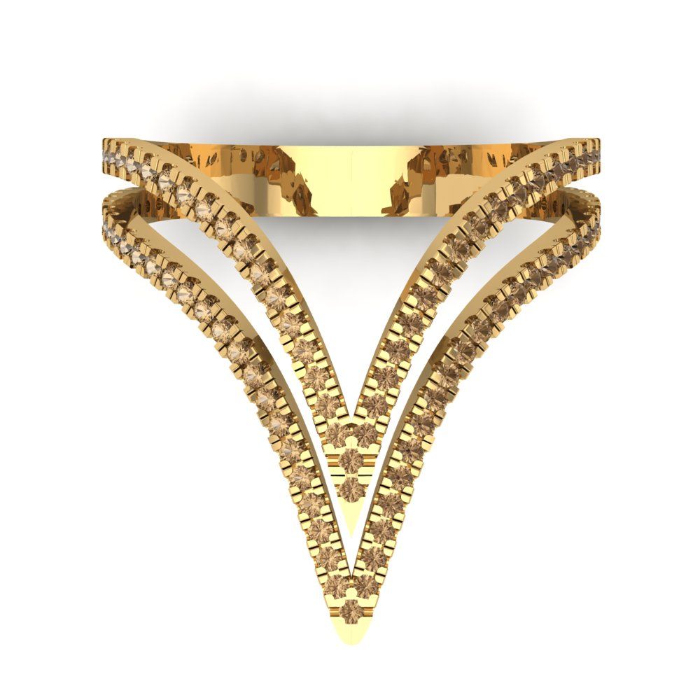 0.525 cttw Zirconia Simulated Champagne Diamond Statement Engagement Ring - Solid Yellow Gold (VVS1, Round Cut,1.0mm)