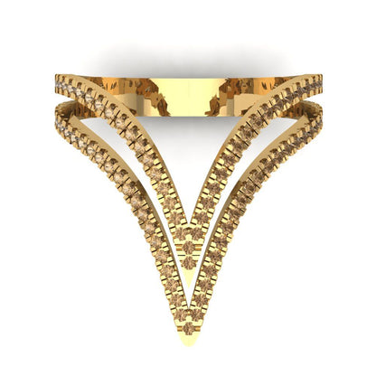 0.525 cttw Zirconia Simulated Champagne Diamond Statement Engagement Ring - Solid Yellow Gold (VVS1, Round Cut,1.0mm)