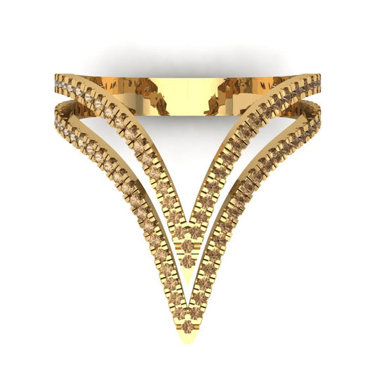 0.525 cttw Zirconia Simulated Champagne Diamond Statement Engagement Ring - Solid Yellow Gold (VVS1, Round Cut,1.0mm)