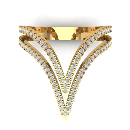0.525 cttw White Sapphire Statement Engagement Ring - Solid Yellow Gold (VVS1, Round Cut,1.0mm)