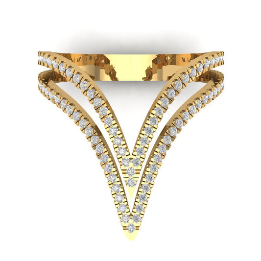 0.525 cttw White Sapphire Statement Engagement Ring - Solid Yellow Gold (VVS1, Round Cut,1.0mm)