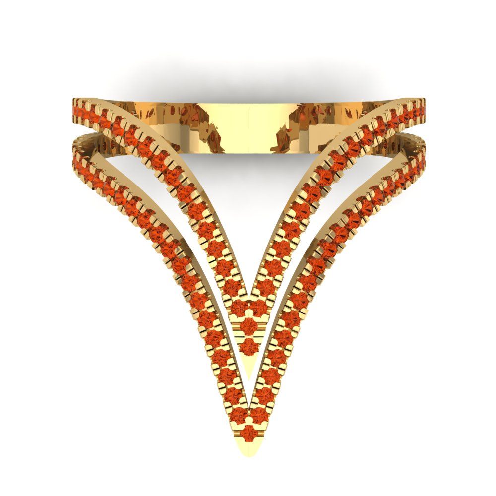0.525 cttw Zirconia Simulated Red Diamond Statement Engagement Ring - Solid Yellow Gold (VVS1, Round Cut,1.0mm)
