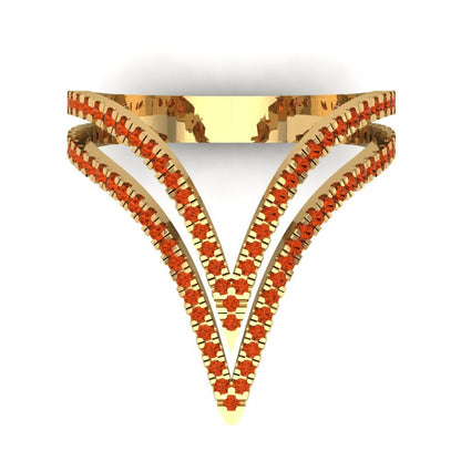 0.525 cttw Zirconia Simulated Red Diamond Statement Engagement Ring - Solid Yellow Gold (VVS1, Round Cut,1.0mm)