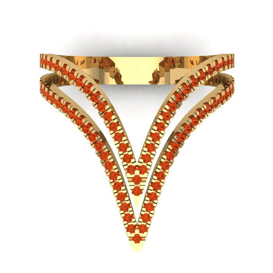 0.525 cttw Zirconia Simulated Red Diamond Statement Engagement Ring - Solid Yellow Gold (VVS1, Round Cut,1.0mm)