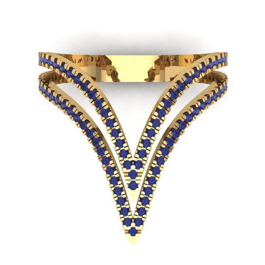 0.525 cttw Simulated Tanzanite Statement Engagement Ring - Solid Yellow Gold (VVS1, Round Cut,1.0mm)