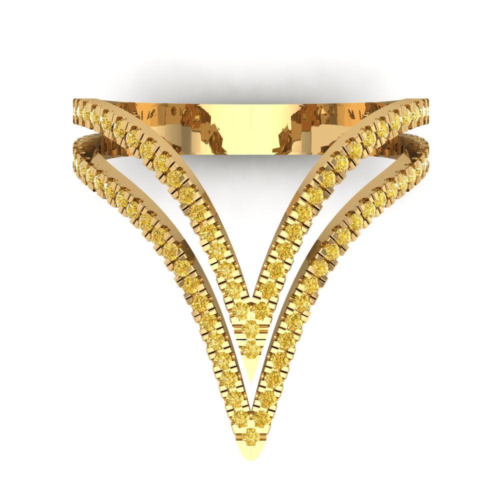 0.525 cttw Zirconia Simulated Yellow Diamond Statement Engagement Ring - Solid Yellow Gold (VVS1, Round Cut,1.0mm)