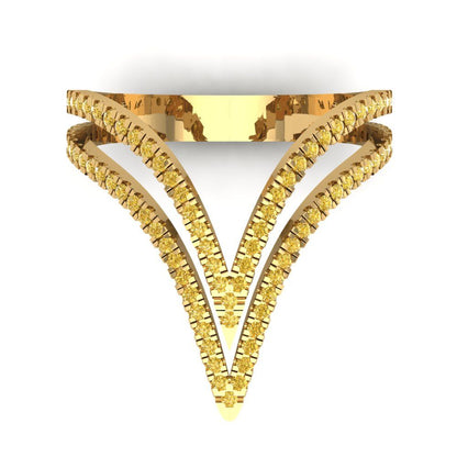 0.525 cttw Zirconia Simulated Yellow Diamond Statement Engagement Ring - Solid Yellow Gold (VVS1, Round Cut,1.0mm)