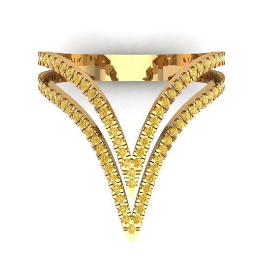 0.525 cttw Zirconia Simulated Yellow Diamond Statement Engagement Ring - Solid Yellow Gold (VVS1, Round Cut,1.0mm)