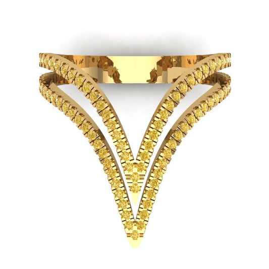 0.525 cttw Natural Citrine Statement Engagement Ring - Solid Yellow Gold (VVS1, Round Cut,1.0mm)