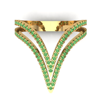 0.525 cttw Zirconia Simulated Green Diamond Statement Engagement Ring - Solid Yellow Gold (VVS1, Round Cut,1.0mm)