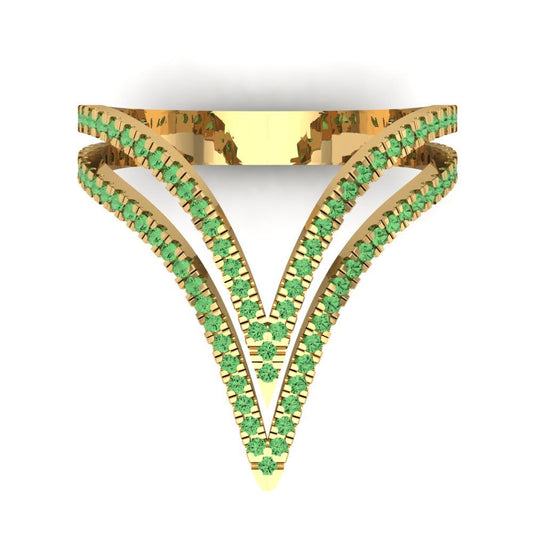 0.525 cttw Zirconia Simulated Green Diamond Statement Engagement Ring - Solid Yellow Gold (VVS1, Round Cut,1.0mm)