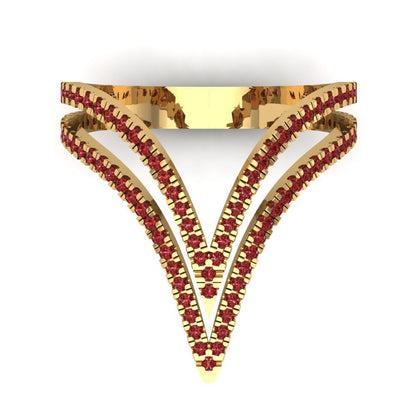 0.525 cttw Natural Garnet Statement Engagement Ring - Solid Gold (Round Cut,1.0mm)