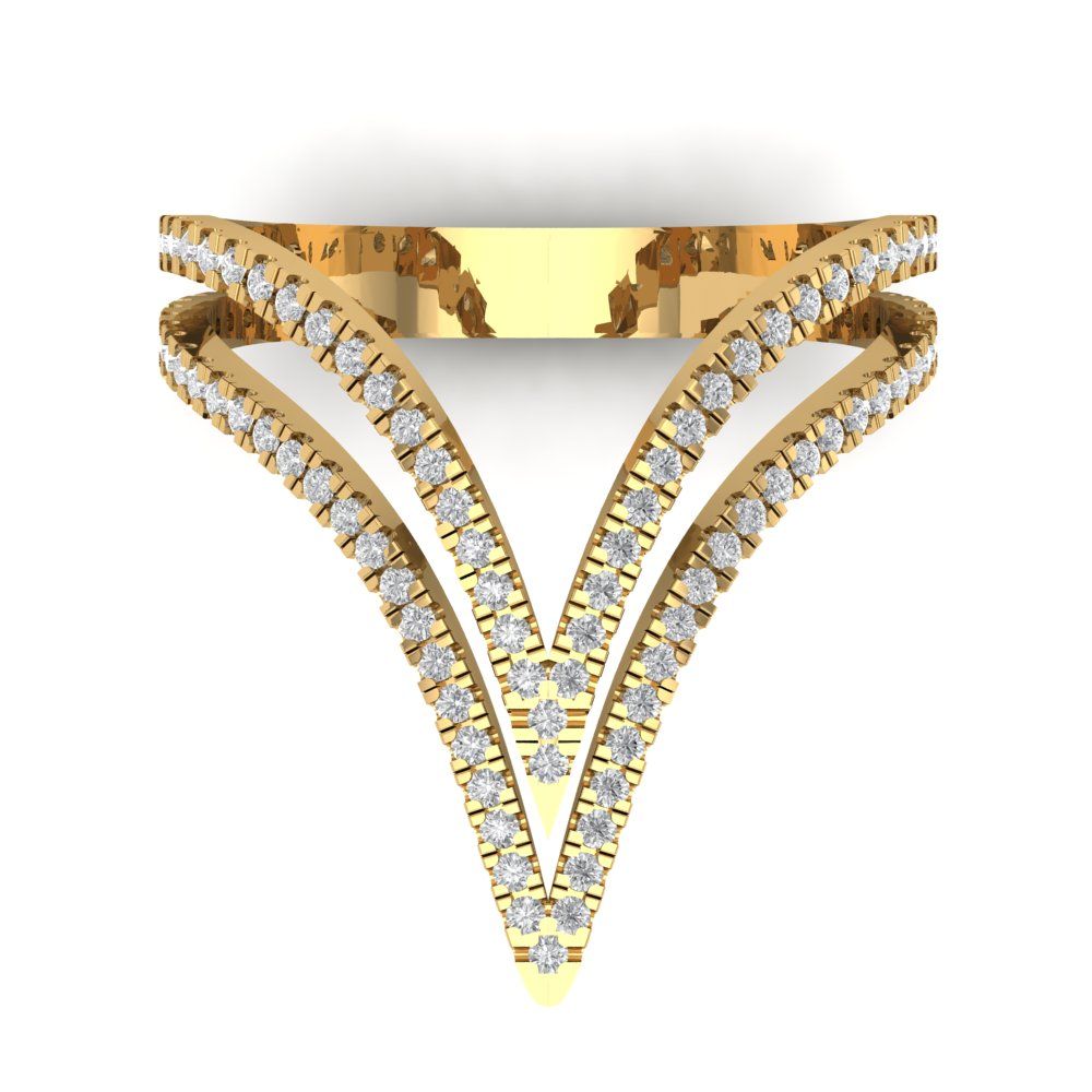 0.525 cttw Zirconia Simulated Diamond Statement Engagement Ring - Solid Yellow Gold (VVS1, Round Cut,1.0mm)