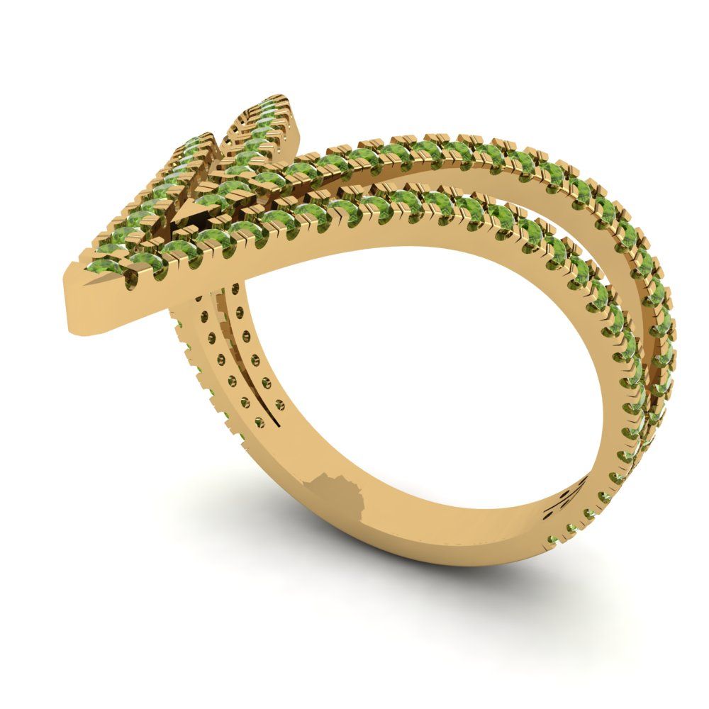 0.525 cttw Natural Peridot Statement Engagement Ring - Solid Gold (Round Cut,1.0mm)