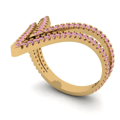 0.525 cttw Zirconia Simulated Pink Diamond Statement Engagement Ring - Solid Yellow Gold (VVS1, Round Cut,1.0mm)