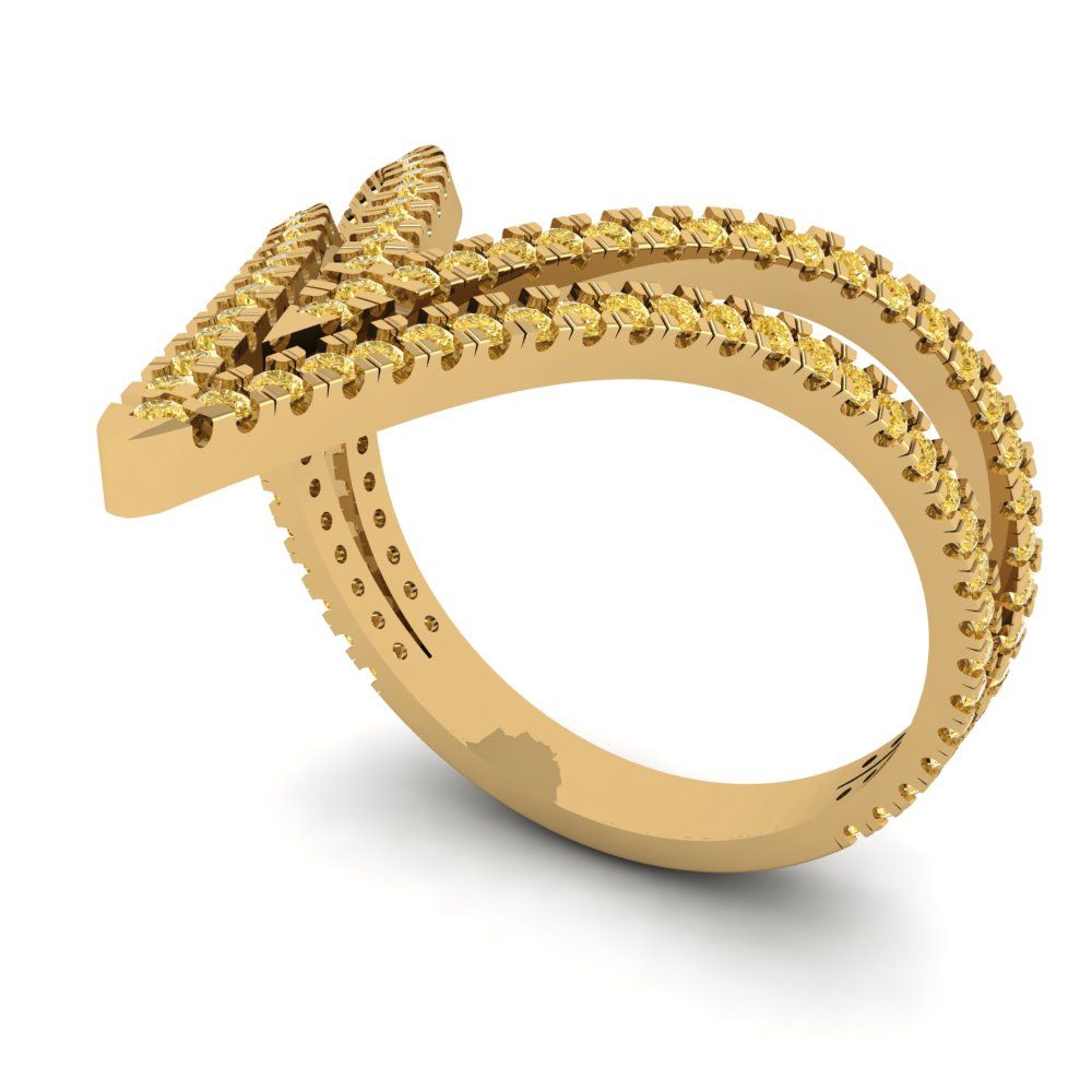 0.525 cttw Zirconia Simulated Yellow Diamond Statement Engagement Ring - Solid Yellow Gold (VVS1, Round Cut,1.0mm)