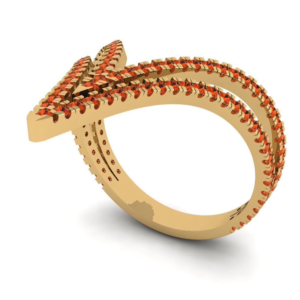 0.525 cttw Zirconia Simulated Red Diamond Statement Engagement Ring - Solid Yellow Gold (VVS1, Round Cut,1.0mm)