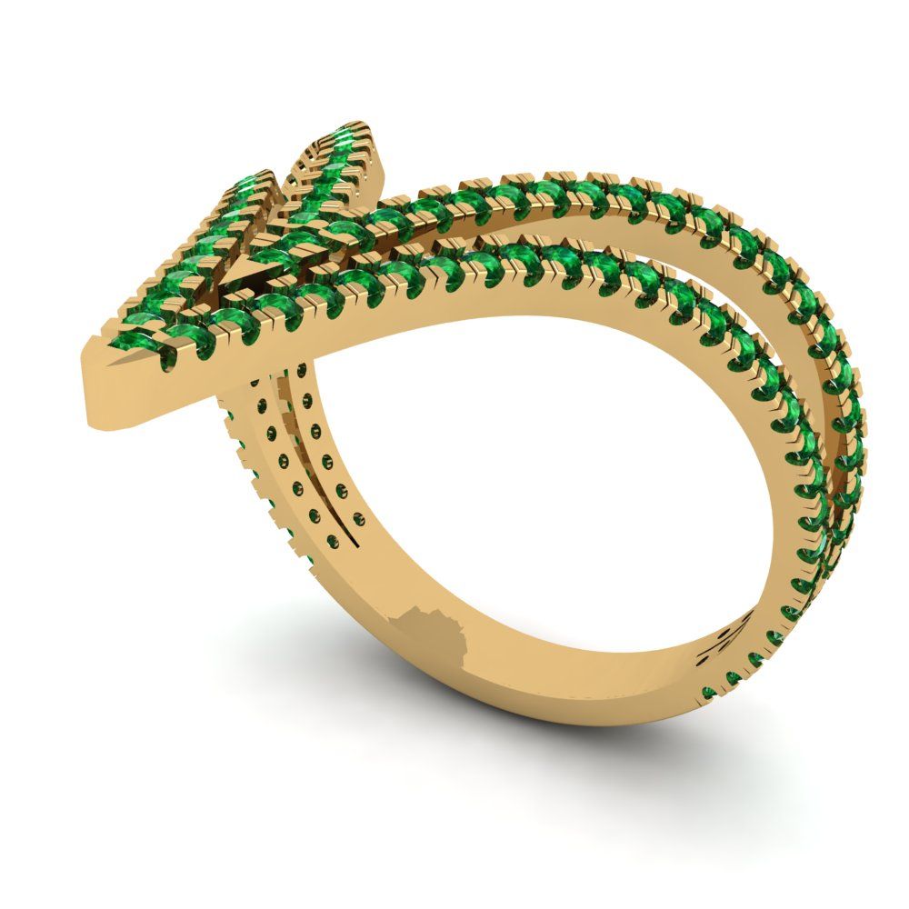 0.525 cttw Simulated Emerald Statement Engagement Ring - Solid Yellow Gold (VVS1, Round Cut,1.0mm)