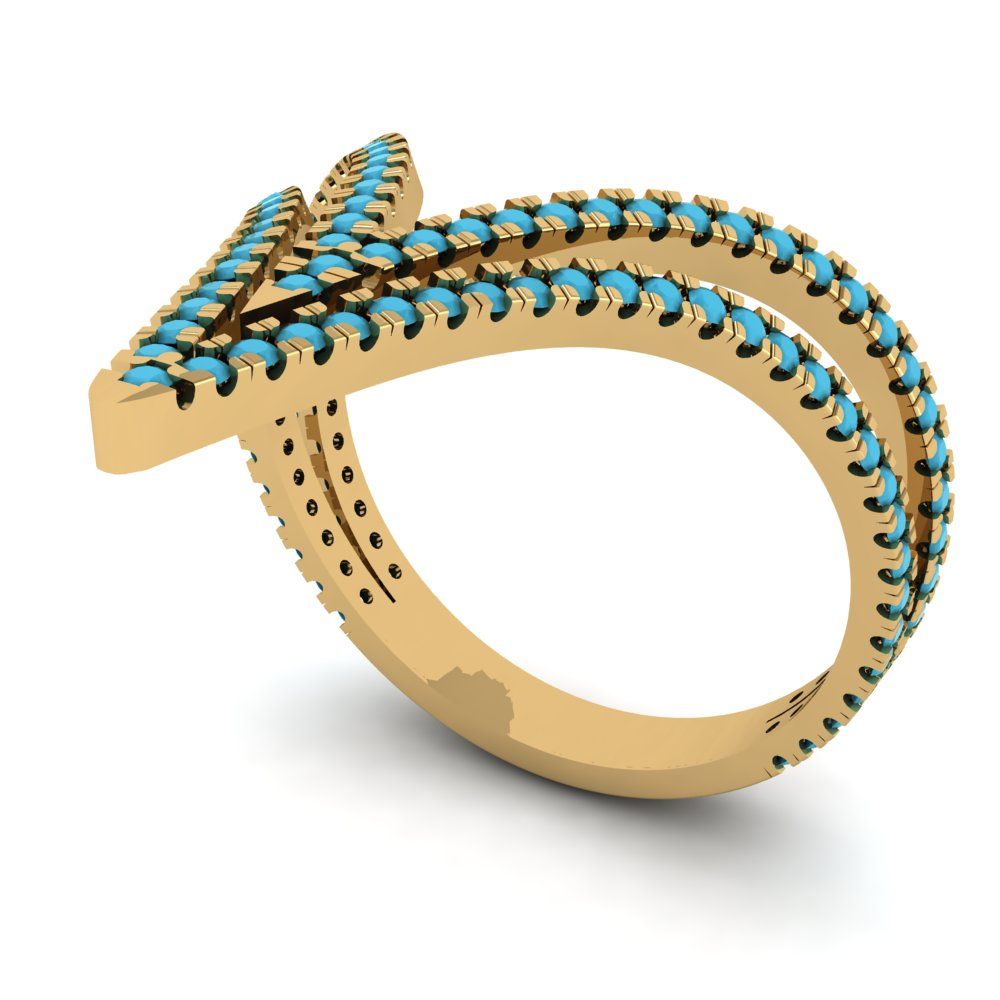 0.525 cttw Simulated Turquoise Statement Engagement Ring - Solid Gold (Round Cut,1.0mm)