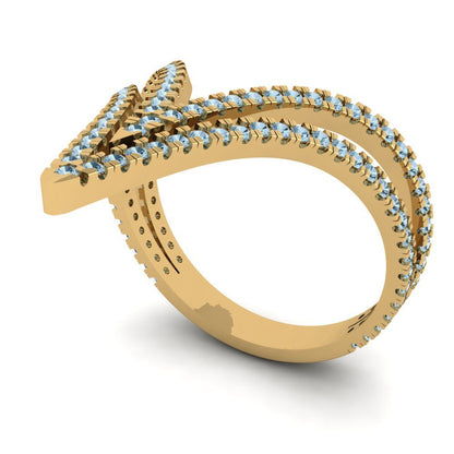 0.525 cttw Natural Swiss Blue Topaz Statement Engagement Ring - Solid Gold (Round Cut,1.0mm)