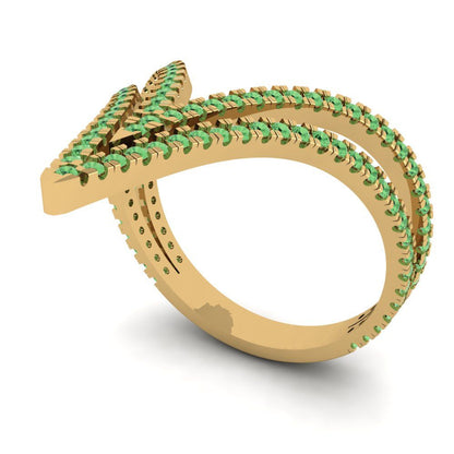 0.525 cttw Zirconia Simulated Green Diamond Statement Engagement Ring - Solid Yellow Gold (VVS1, Round Cut,1.0mm)