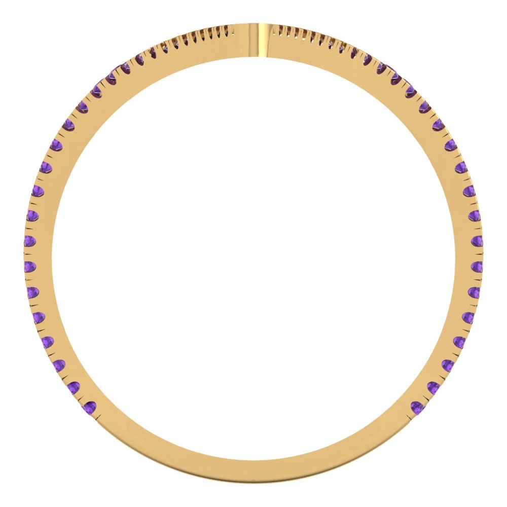 0.525 cttw Natural Amethyst Statement Engagement Ring - Solid Yellow Gold (VVS1, Round Cut,1.0mm)
