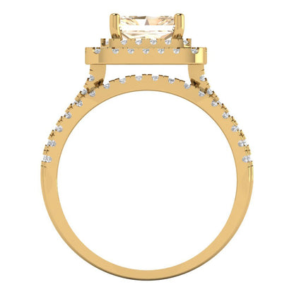 3.05 cttw Emerald Cut Natural Morganite Bridal Set - Solid Yellow Gold Engagement Ring & Wedding Band