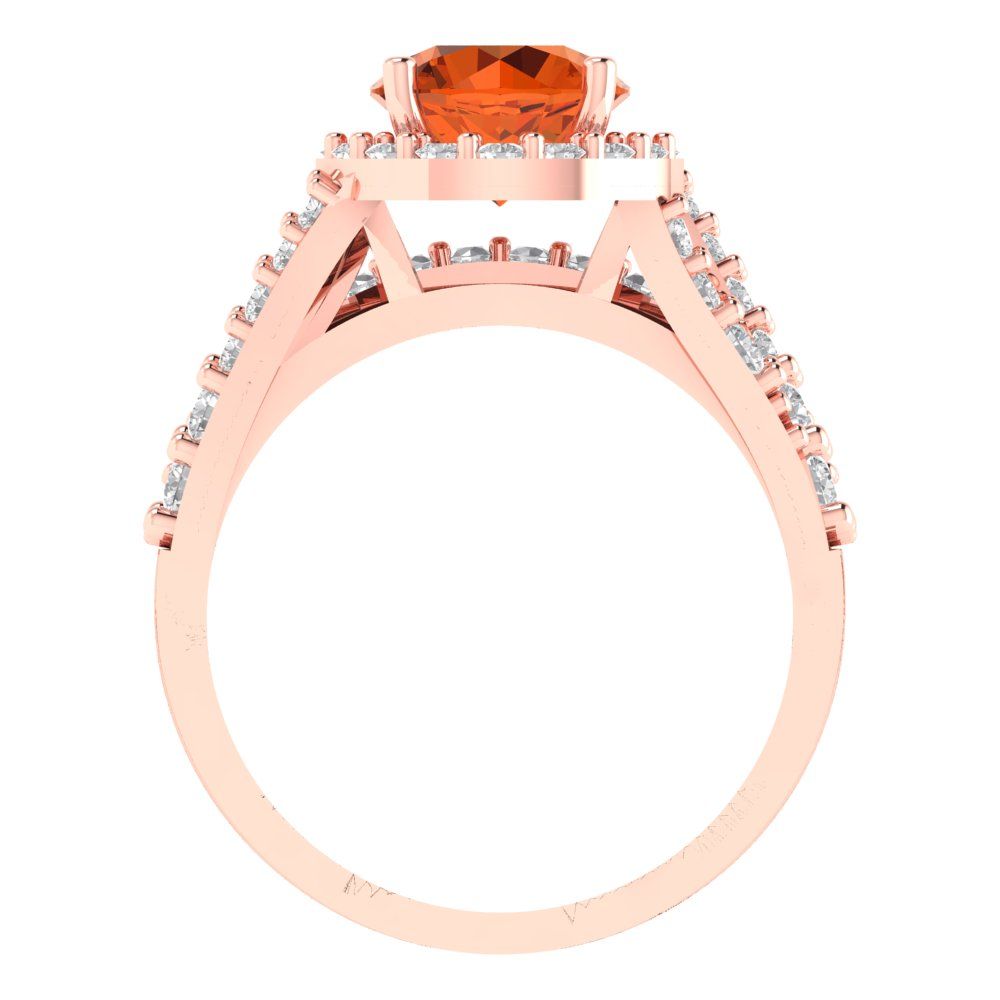 2.32 cttw Round Cut Simulated Pink Tourmaline Bridal Set - Solid Rose Gold Engagement Ring & Wedding Band