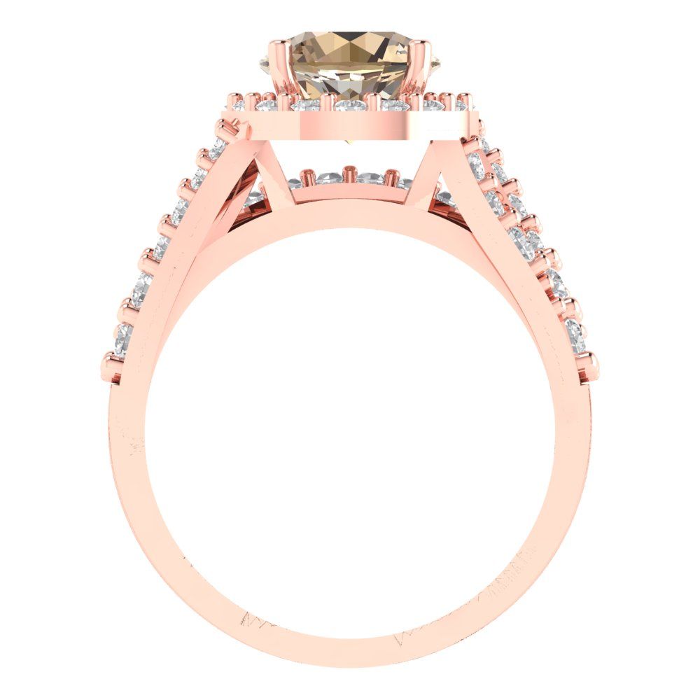 2.32 cttw Round Cut Yellow Moissanite Bridal Set - Solid Rose Gold Engagement Ring & Wedding Band