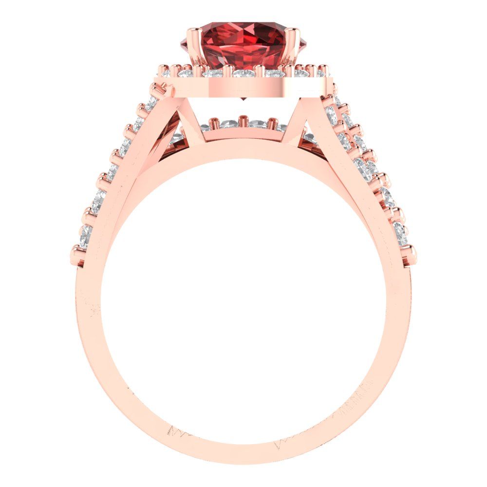 2.32 cttw Round Cut Natural Garnet Bridal Set - Solid Rose Gold Engagement Ring & Wedding Band
