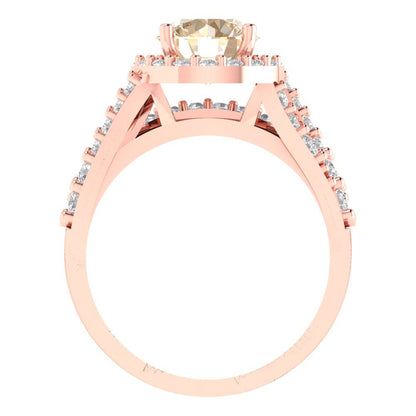 2.32 cttw Round Cut Natural Morganite Bridal Set - Solid Rose Gold Engagement Ring & Wedding Band