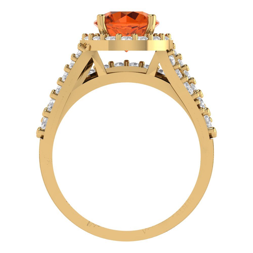 2.32 cttw Round Cut Simulated Red Diamond Bridal Set - Solid Yellow Gold Engagement Ring & Wedding Band