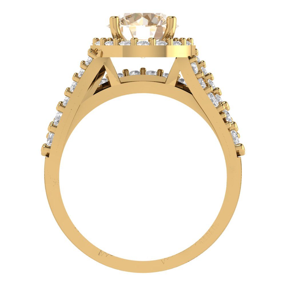 2.32 cttw Round Cut Natural Morganite Bridal Set - Solid Yellow Gold Engagement Ring & Wedding Band