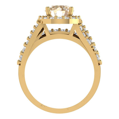 2.32 cttw Round Cut Natural Morganite Bridal Set - Solid Yellow Gold Engagement Ring & Wedding Band