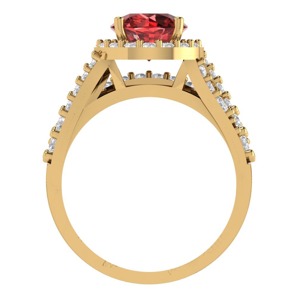 2.32 cttw Round Cut Natural Garnet Bridal Set - Solid Yellow Gold Engagement Ring & Wedding Band