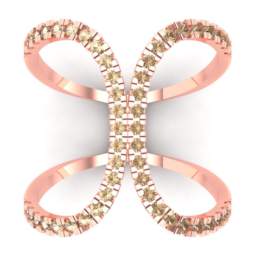 0.5 cttw Yellow Moissanite Statement Engagement Ring - Solid Rose Gold (VVS1, Round Cut,1.3mm)