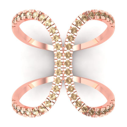 0.5 cttw Yellow Moissanite Statement Engagement Ring - Solid Rose Gold (VVS1, Round Cut,1.3mm)
