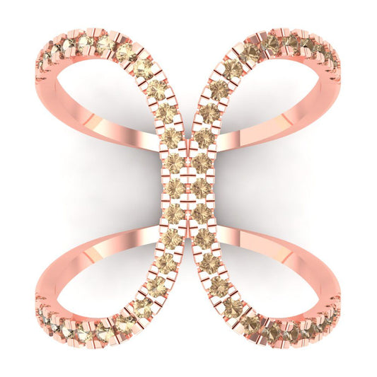 0.5 cttw Yellow Moissanite Statement Engagement Ring - Solid Rose Gold (VVS1, Round Cut,1.3mm)