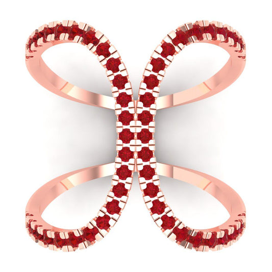 0.5 cttw Simulated Pink Tourmaline Statement Engagement Ring - Solid Rose Gold (VVS1, Round Cut,1.3mm)