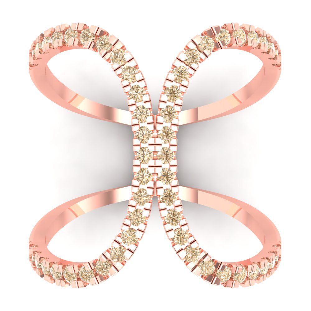 0.5 cttw Natural Morganite Statement Engagement Ring - Solid Rose Gold (VVS1, Round Cut,1.3mm)