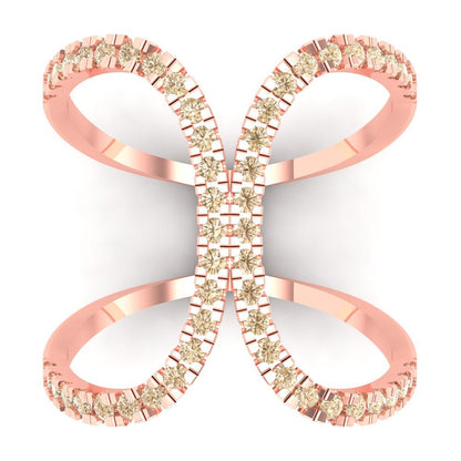 0.5 cttw Natural Morganite Statement Engagement Ring - Solid Rose Gold (VVS1, Round Cut,1.3mm)