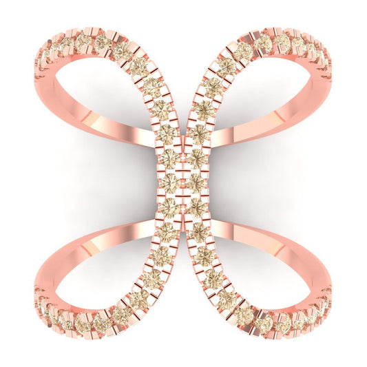 0.5 cttw Natural Morganite Statement Engagement Ring - Solid Rose Gold (VVS1, Round Cut,1.3mm)