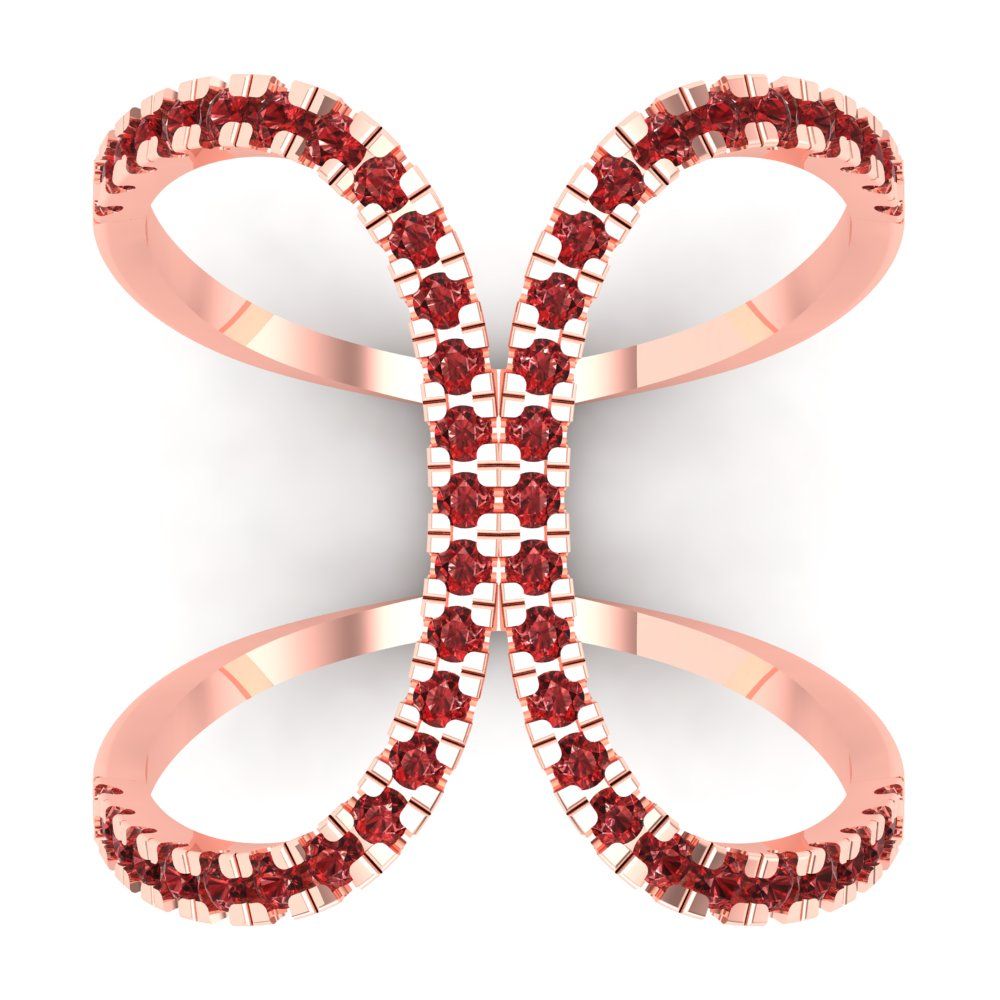0.5 cttw Natural Garnet Statement Engagement Ring - Solid Rose Gold (VVS1, Round Cut,1.3mm)