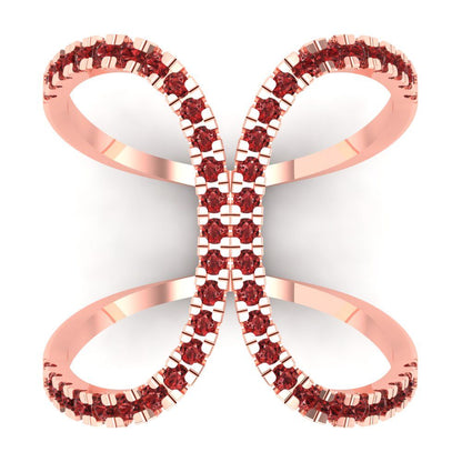 0.5 cttw Natural Garnet Statement Engagement Ring - Solid Rose Gold (VVS1, Round Cut,1.3mm)