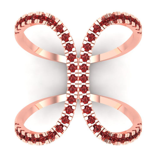 0.5 cttw Natural Garnet Statement Engagement Ring - Solid Rose Gold (VVS1, Round Cut,1.3mm)
