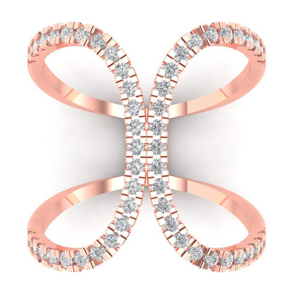 0.5 cttw Zirconia Simulated Diamond Statement Engagement Ring - Solid Rose Gold (VVS1, Round Cut,1.3mm)